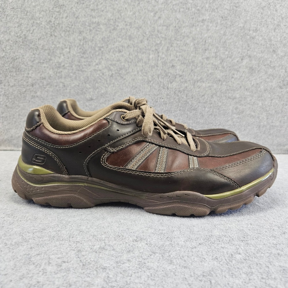 SKECHERS Relaxed Fit Shoes Men 13 Chocolate Brown Leather Memory Foam Extra Wide